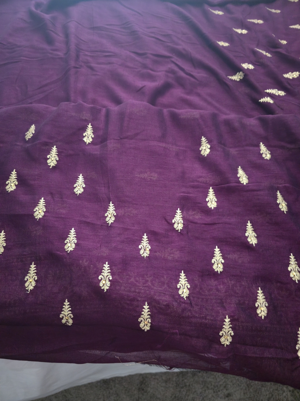 Bombay Purple Saree with Gold Motif Embroidery